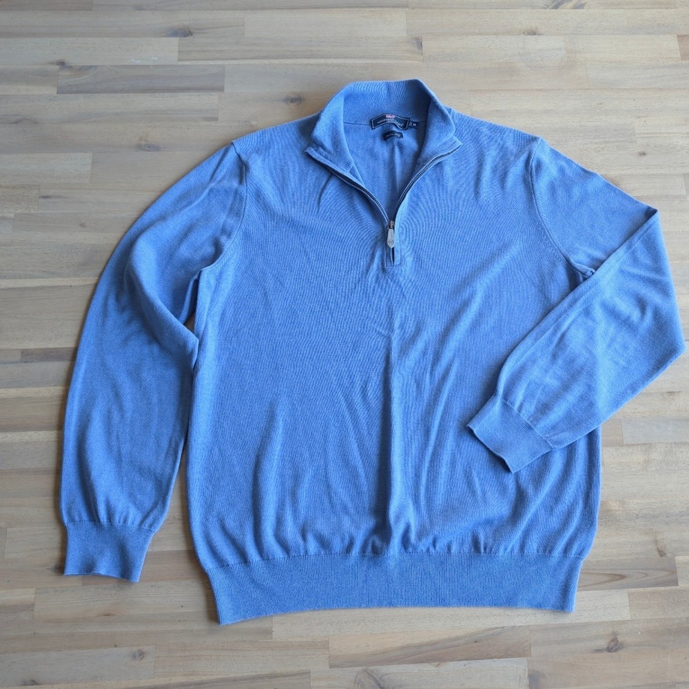 Vineyard Vines Cashmere Blend Made In Italy Quarter‎ Zip Sweater Men's Size Med